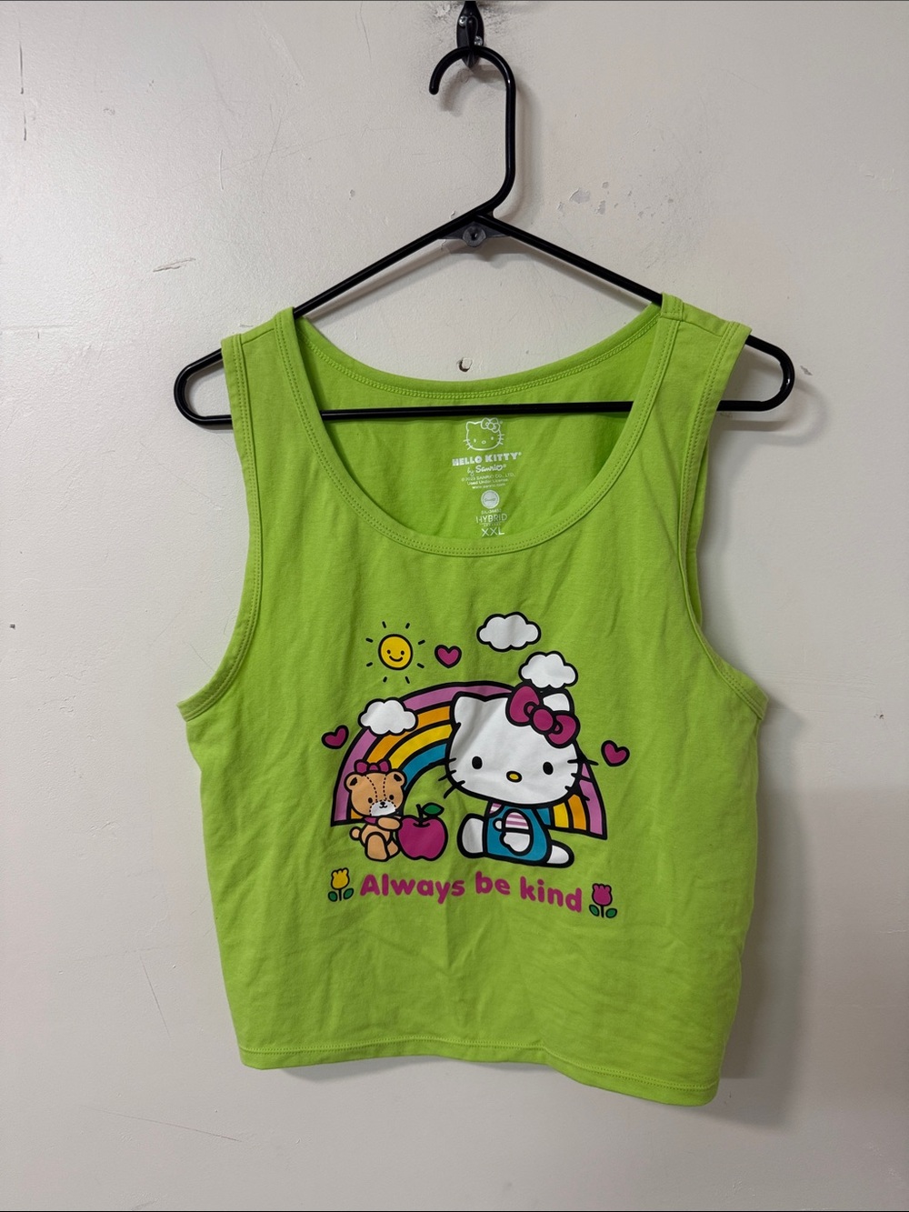 Hello Kitty Lime Green Tank Top with Rainbow Graphic